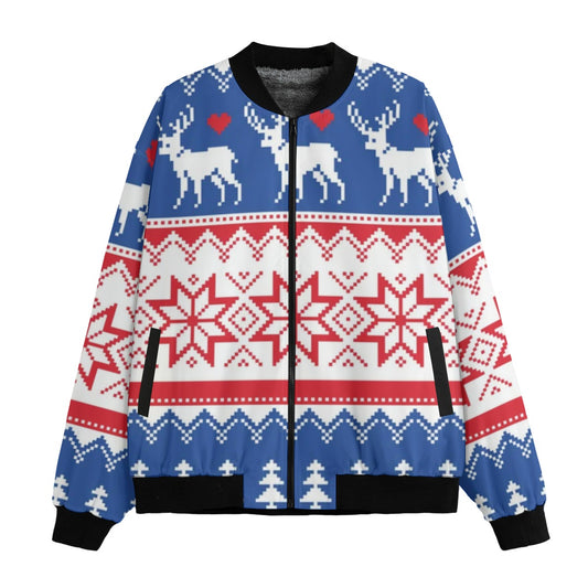 Urban Legend Snow Inspired Pattern Illustration Nordic Seamless Pattern with Deer Fleece Bomber Jack