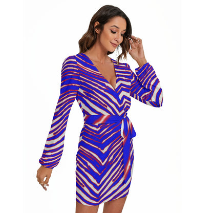 Buffalo Bills Zubaz Women's Long Sleeve Dress With Waist Belt