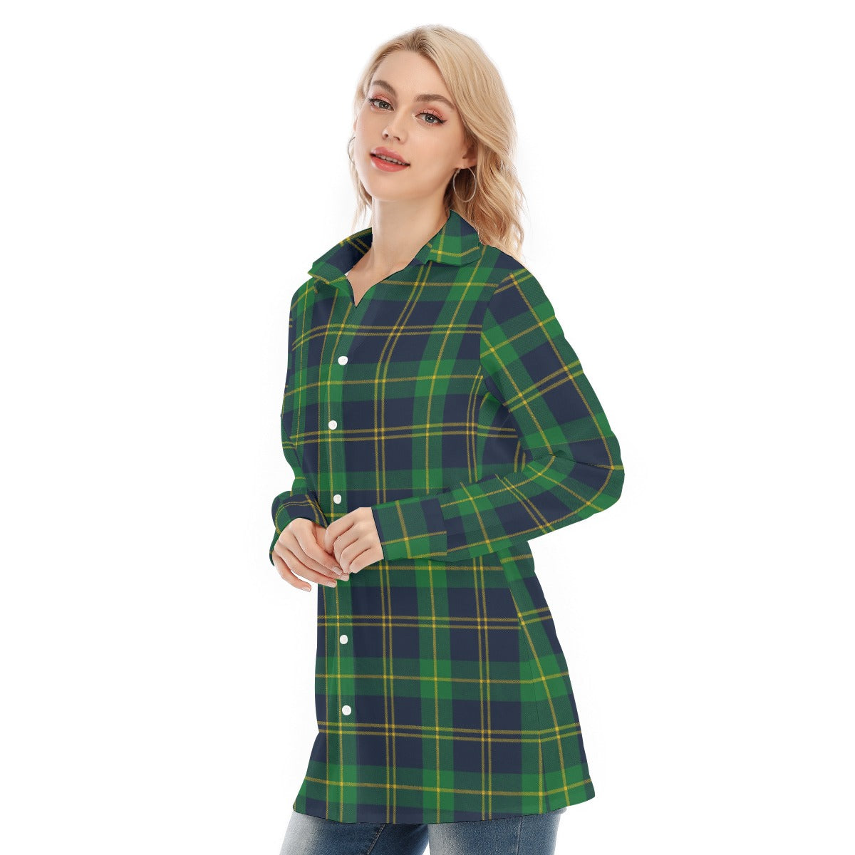 Notre Dame Tartan Plaid Fighting Irish Women's Long Shirt |115GSM Cotton poplin