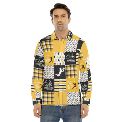 All-Over Print Men's Lapel Collar Shirt With Concealed Placket