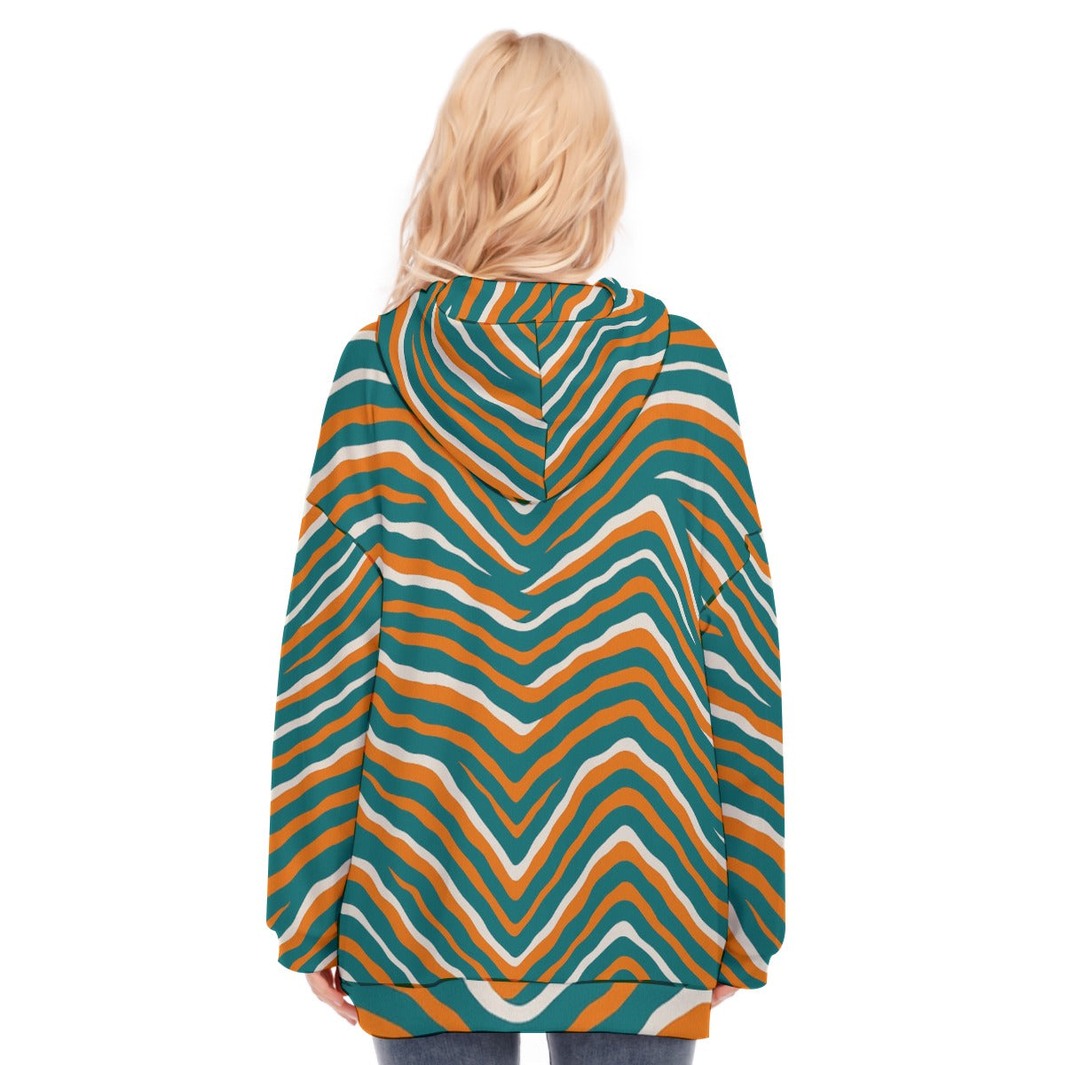 Miami Football Game Day All-Over Print Women's Long Hoodie With Zipper Closure
