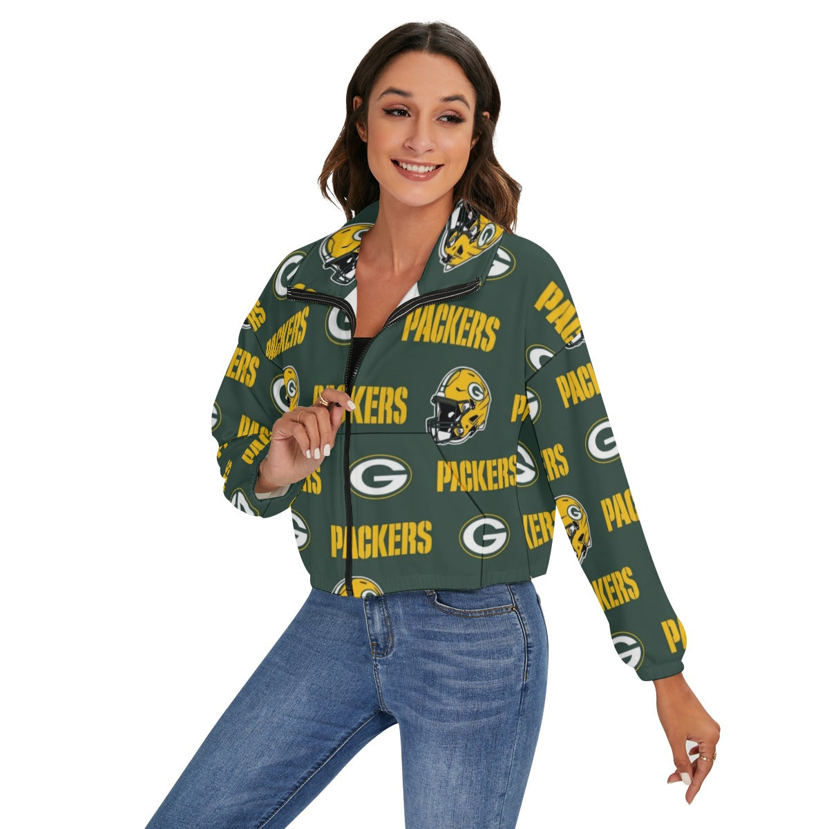 Green Bay Football Game Day All-Over Print Women's Zip Jacket
