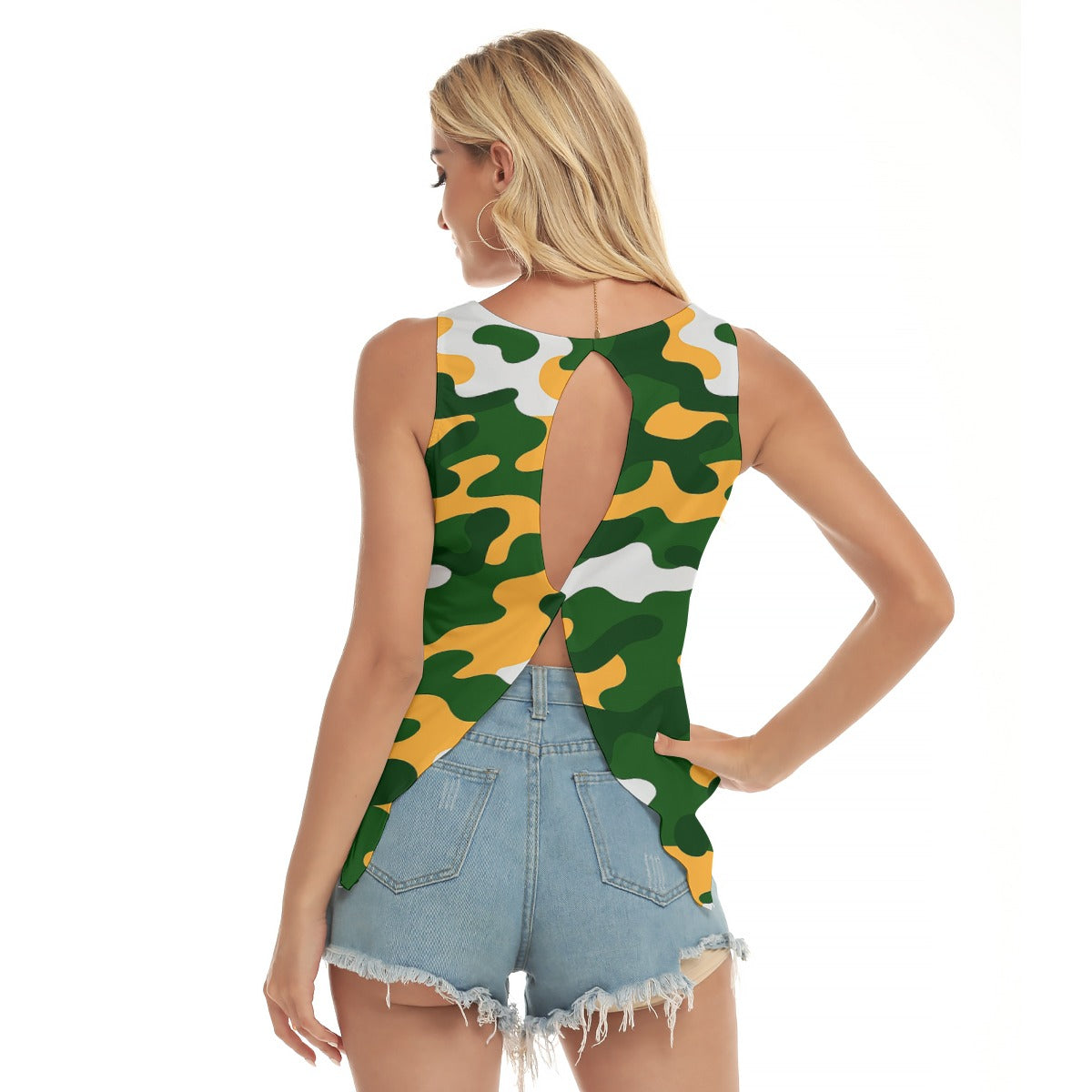 Green Bay Football Game Day All-Over Print Women's Back Hollow Yoga Top