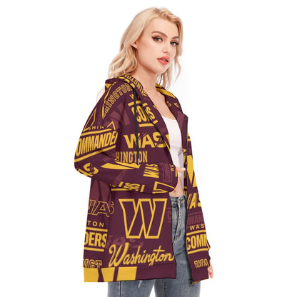 Washington Commanders Women's Long Hoodie With Zipper Closure