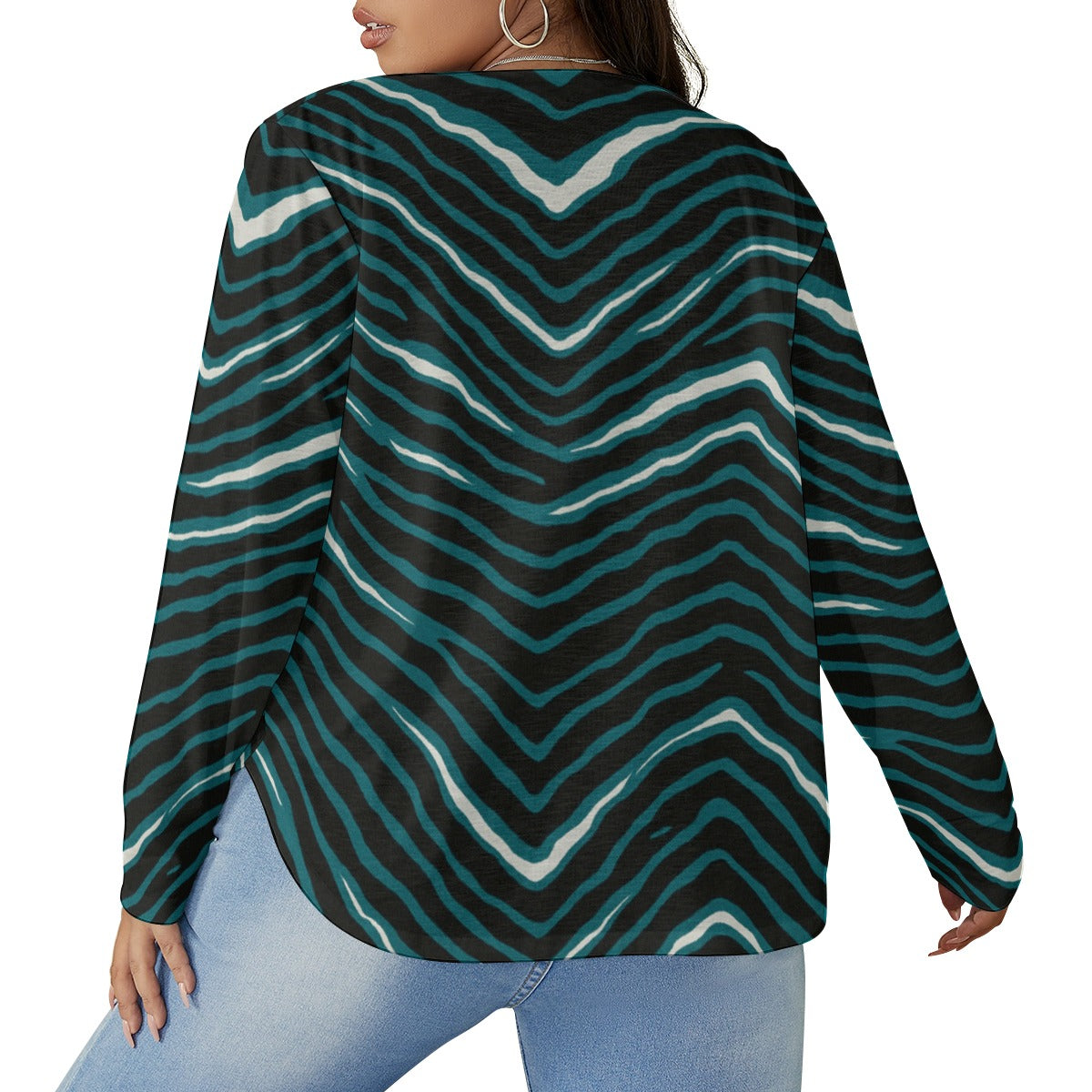 Philadelphia Football Game Day All-Over Print Women's V-neck T-shirt With Curved Hem(Plus Size)