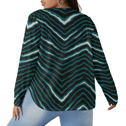 Philadelphia Football Game Day All-Over Print Women's V-neck T-shirt With Curved Hem(Plus Size)