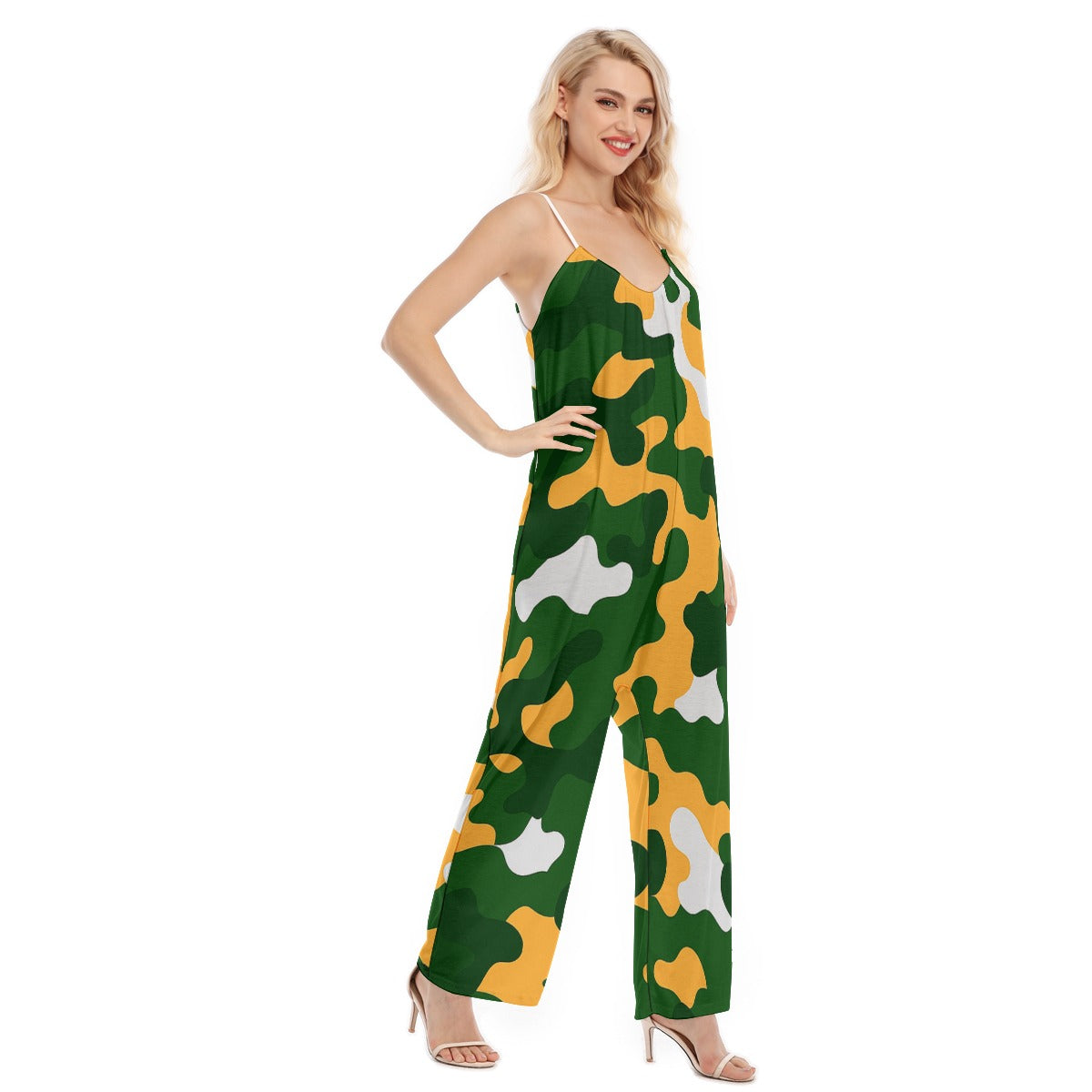 Green Bay Football Game Day All-Over Print Women's Loose Cami Jumpsuit