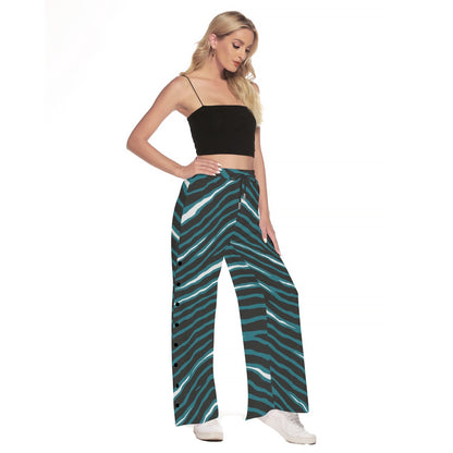Philadelphia Football Game Day All-Over Print Women's Side Slit Snap Button Trousers