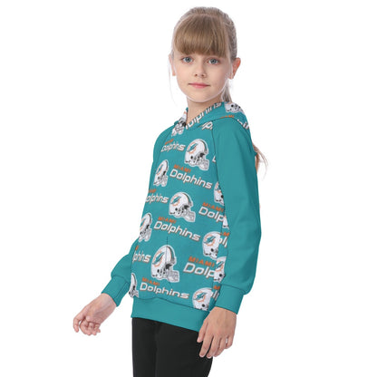 Miami Football Game Day All-Over Print Kid's Raglan Pullover Hoodie