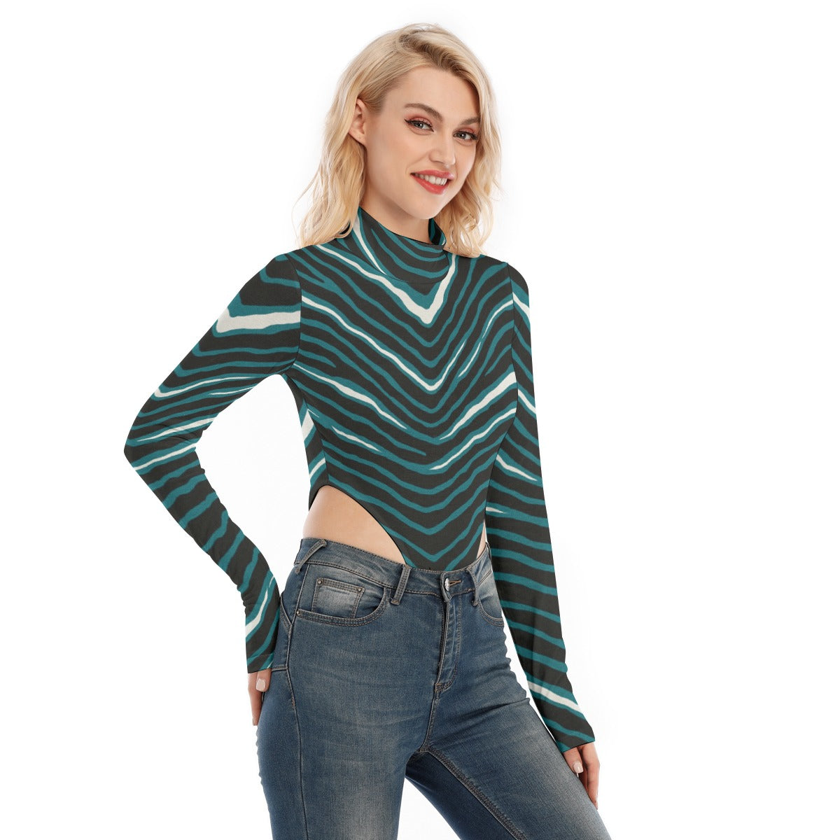 Philadelphia Football Game Day All-Over Print Women's Turtleneck Long Sleeve Jumpsuits