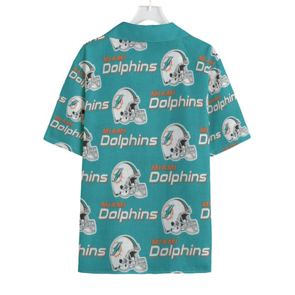 Miami Football Game Day All-Over Print Men's Faux Linen Hawaiian Shirt