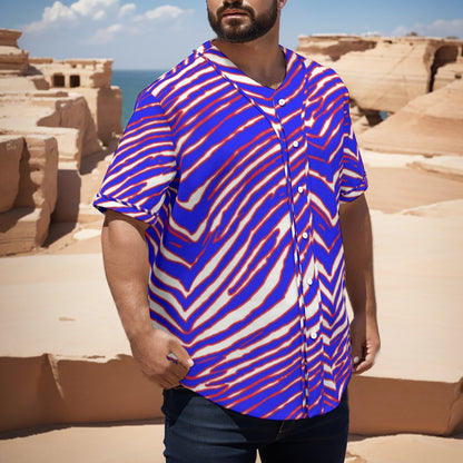 Buffalo Bills Zubaz Men's Short Sleeve Baseball Jersey With Pinstripes