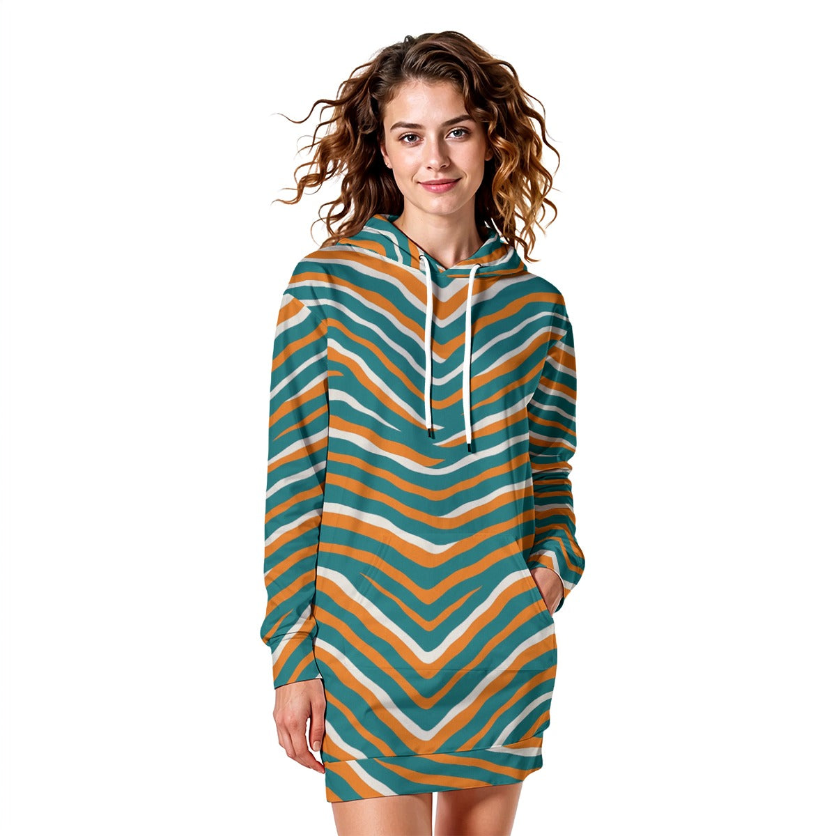 Miami Football Game Day All-Over Print Women's Heavy Fleece Long Hoodie