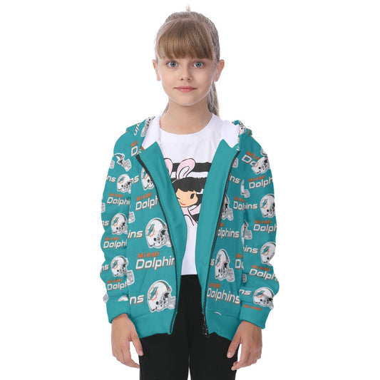 Miami Football Game Day All-Over Print Kid's Heavy Fleece Zip Up Hoodie