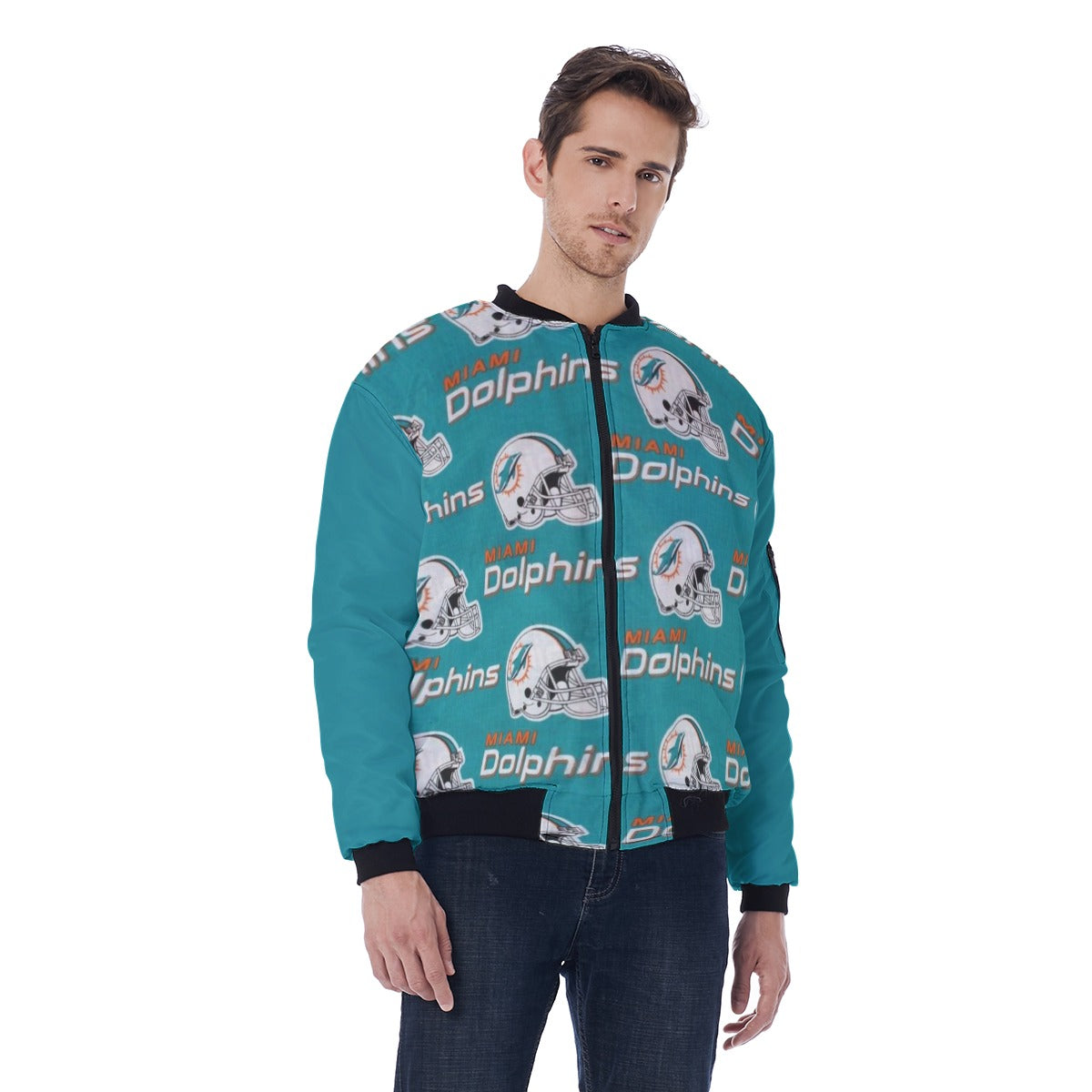 Miami Football Game Day All-Over Print Men's Bomber Jacket With Sleeve Pocket