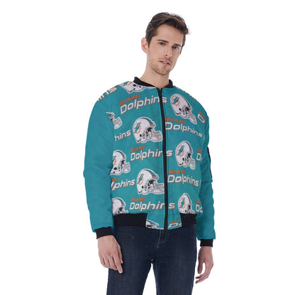 Miami Football Game Day All-Over Print Men's Bomber Jacket With Sleeve Pocket