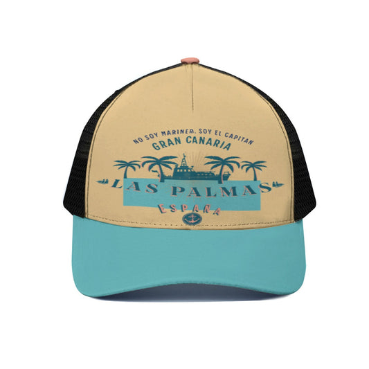Beige and teal cap with 'Las Palmas' and 'Gran Canaria' text on a white background