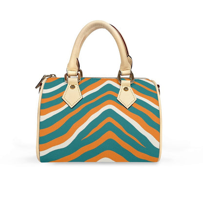 Miami Football Game Day Classic Barrel-Shaped PU Leather Handbag