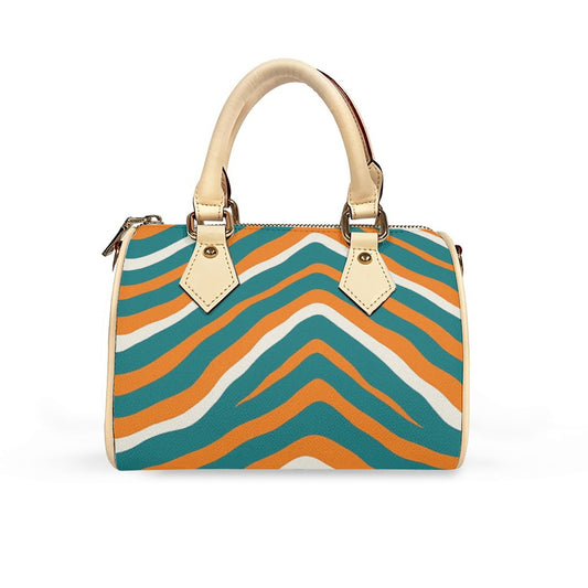 Miami Football Game Day Classic Barrel-Shaped PU Leather Handbag