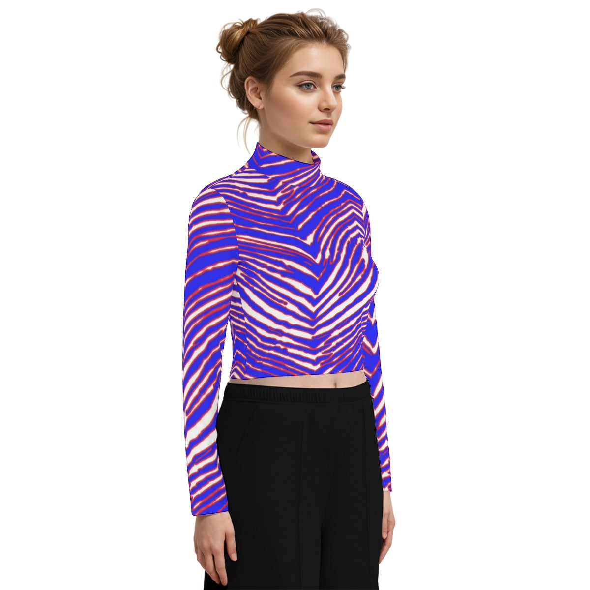Eco-Friendly Buffalo Bills Zubaz Women's Turtleneck T-shirt With Long Sleeve