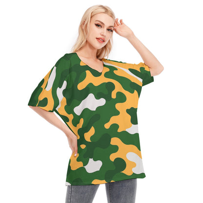 Green Bay Football Game Day All-Over Print Women's Bat Sleeves Blouse | 190GSM Cotton
