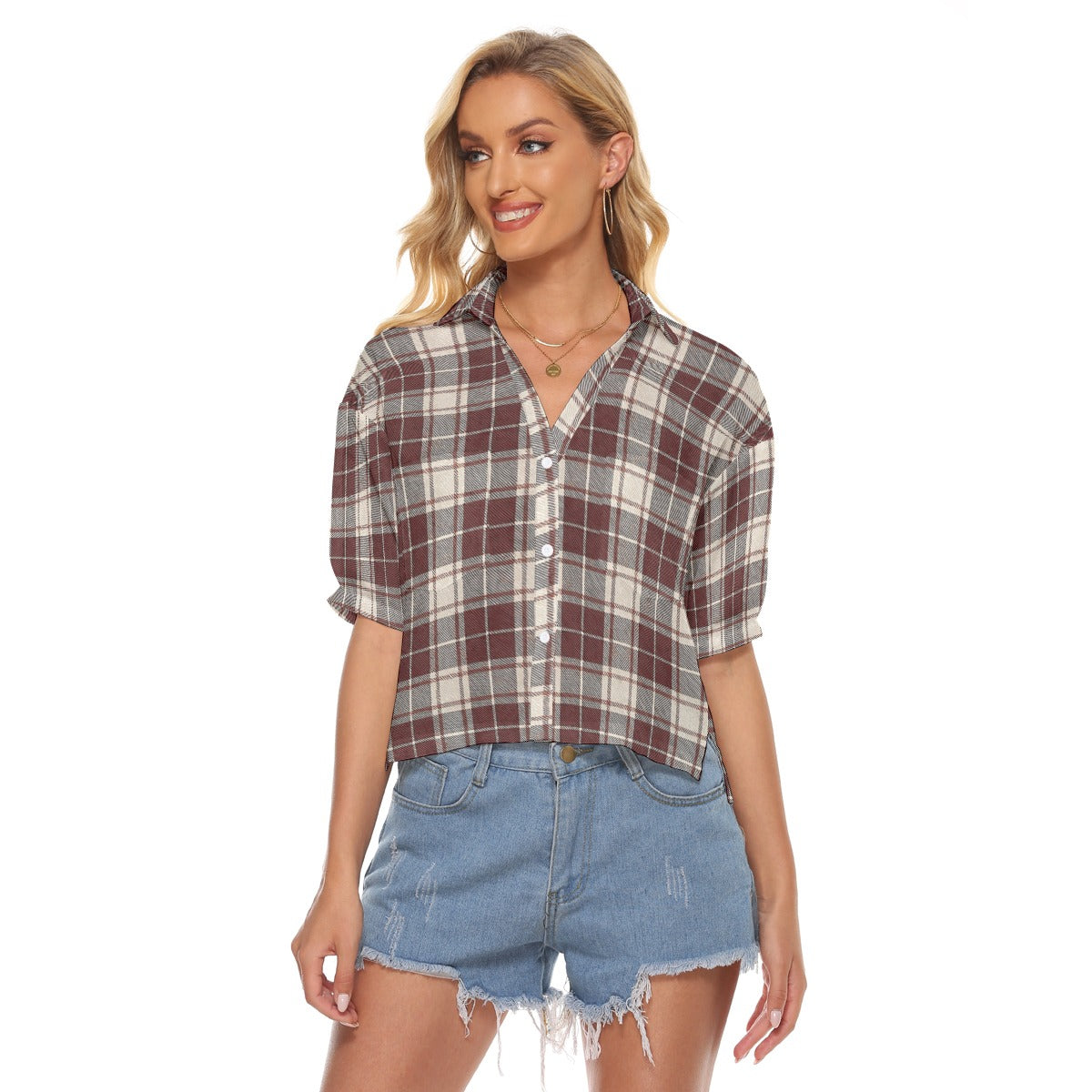 Oklahoma Tartan Plaid Sooners Women's V-neck Shirts