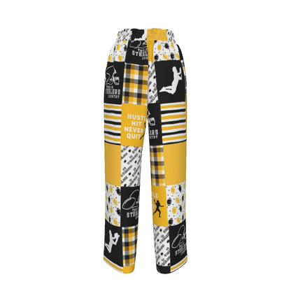 All-Over Print Women's Faux Silk Wide-Leg Pants