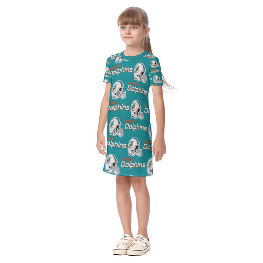 Miami Football Game Day All-Over Print Kid's Short Sleeve Dress