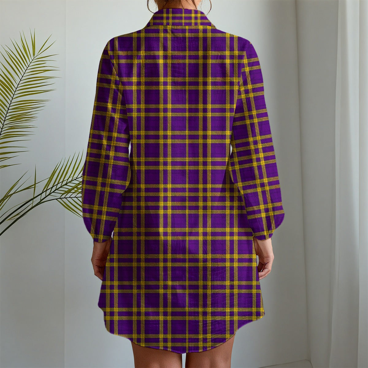 Louisiana Tartan Plaid Tigers Lsu Women's Long Sleeve Shirt Dress