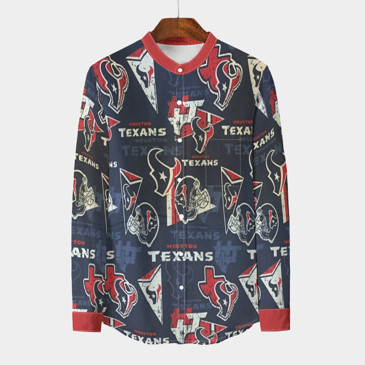 Urban Legend Houston Texans Stand Collar Shirt With Long Sleeve | 110GSM Imitation Flax