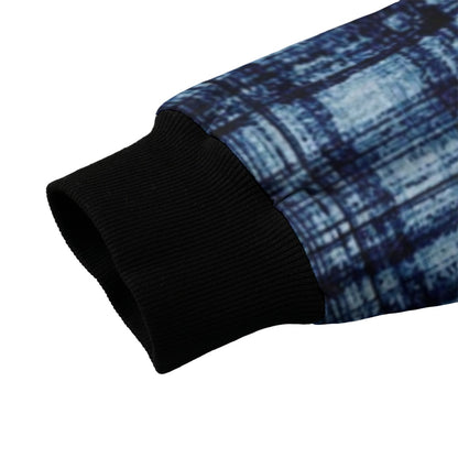 Maclellan Ancient – gray and  blue tartan Fleece Bomber Jacket