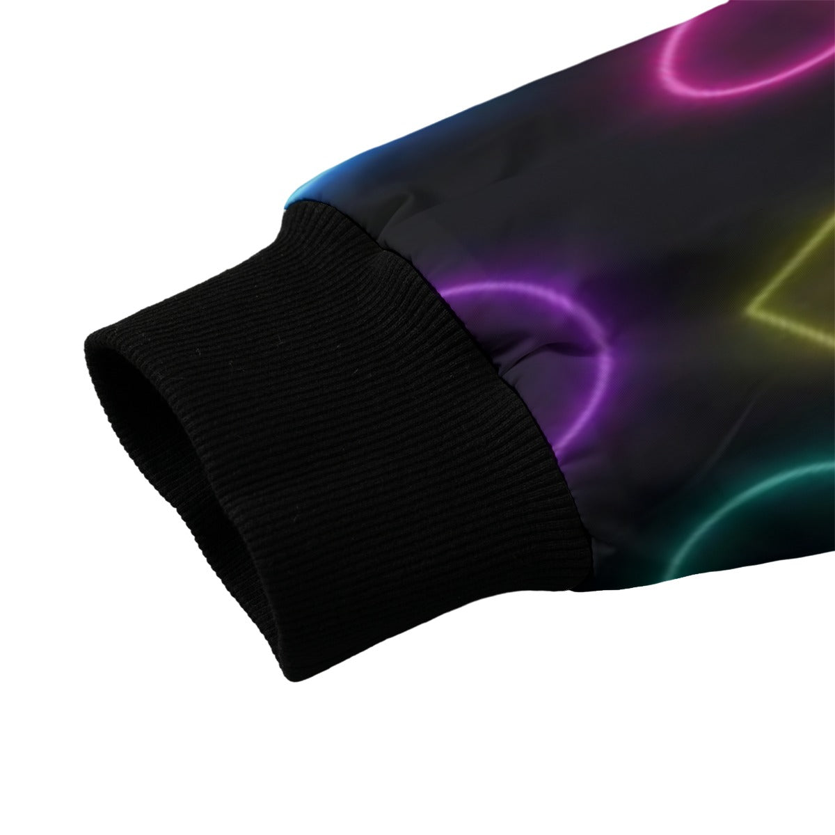 Neon Nights Abstract Retro Sci Neon Bright Fleece Bomber Jacket – Futuristic Urban Streetwear