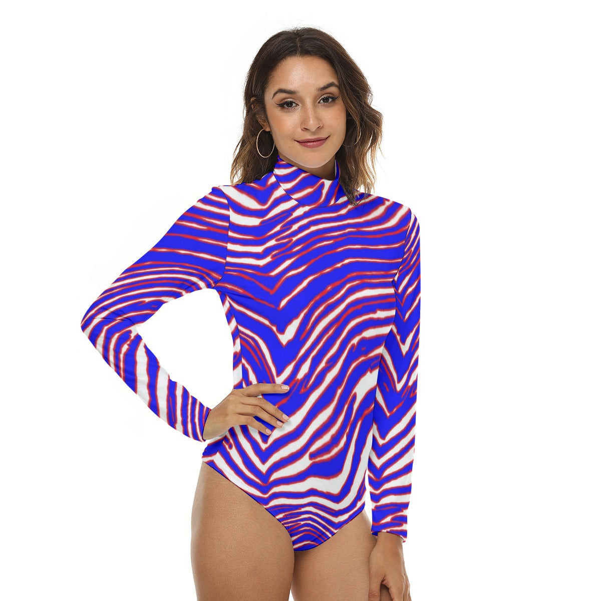Buffalo Bills Zubaz Women's Stretchy Turtleneck Long Sleeve Bodysuit