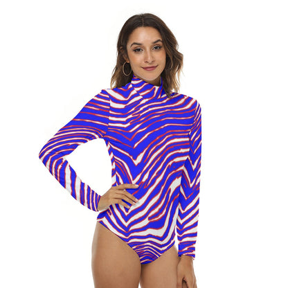Buffalo Bills Zubaz Women's Stretchy Turtleneck Long Sleeve Bodysuit