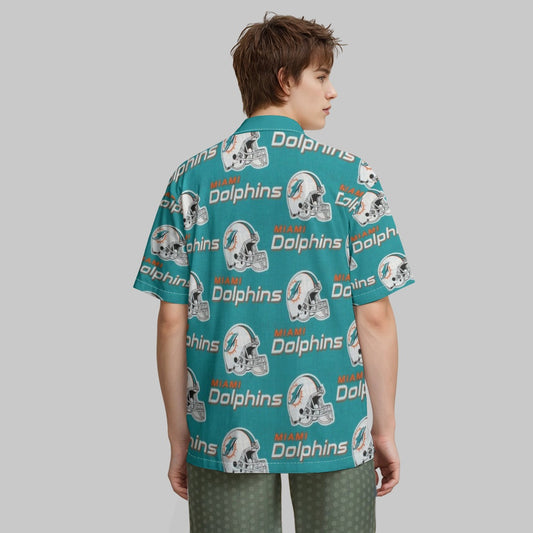 Miami Football Game Day All-Over Print Hawaiian Shirt With Pocket|115GSM Cotton poplin