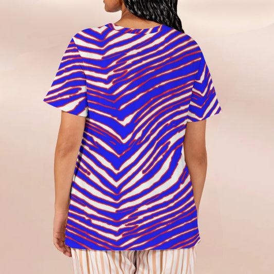 Buffalo Bills Zubaz Women's Loose V-Neck Short-Sleeve T-Shirt