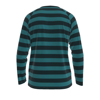 Teal and Black Striped Long Sleeve Shirt – Casual Coastal Style
