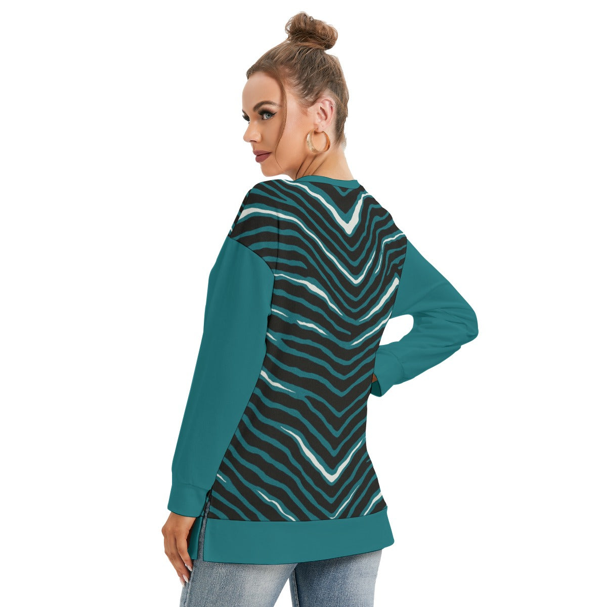 Philadelphia Football Game Day All-Over Print Women's Side Split O-neck Sweatshirt