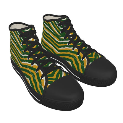 Green Bay Football Game Day Men's Black Sole Canvas Shoes