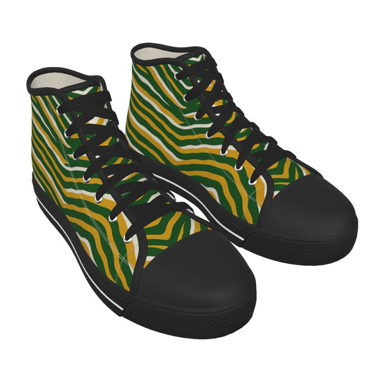 Green Bay Football Game Day Men's Black Sole Canvas Shoes
