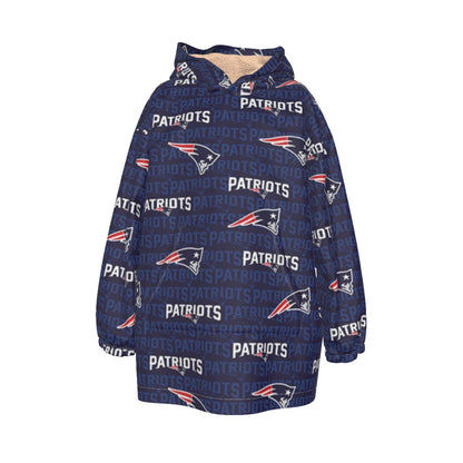 New England Football Game Day All-Over Print Kid's Sherpa Fleece Hoodie Blanket