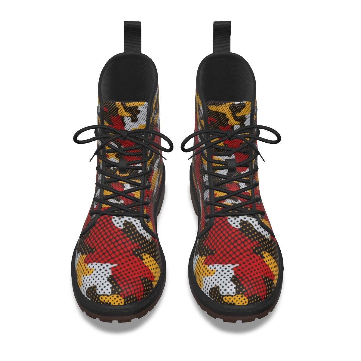 Urban Legend Maryland Red, Black, and Gold Camo Martin Short Boots – Terrapins-Inspired Streetwear f