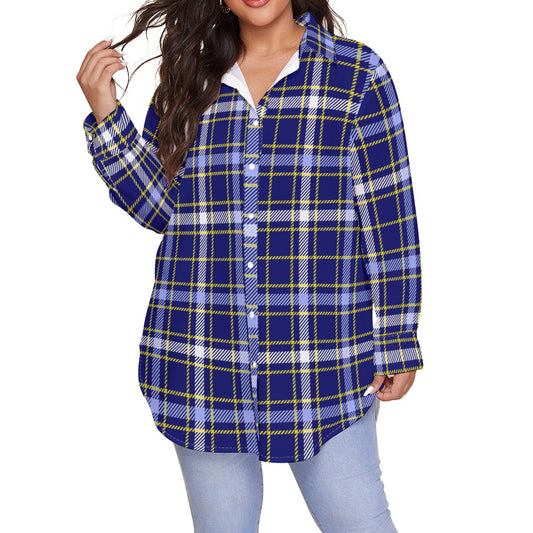 Michigan Tartan Plaid Wolverines Women's Shirt With Long Sleeve(Plus Size)