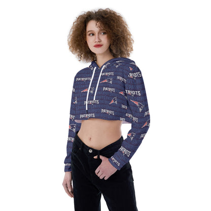 New England Football Game Day All-Over Print Women's Crop Top Hoodie