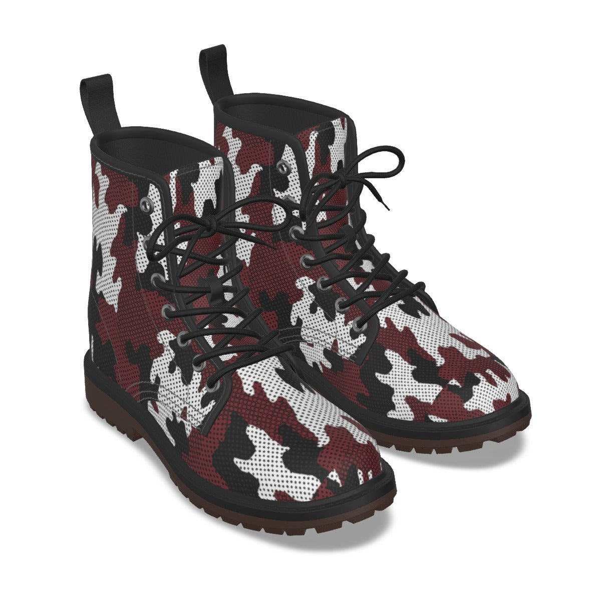 Urban Legend Texas A&M Maroon and White Camo Martin Short Boots – Aggies-Inspired Streetwear for Gam