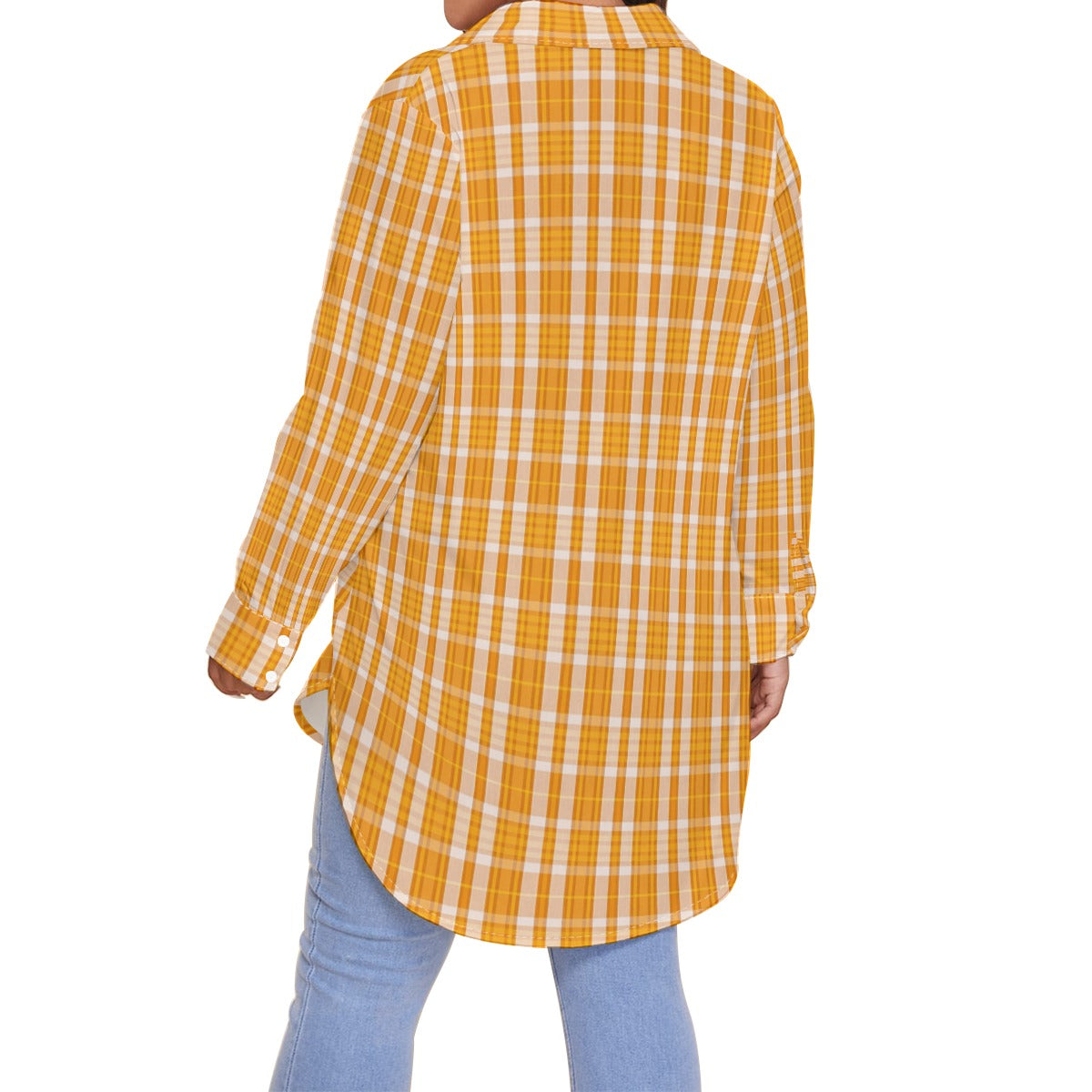Tennessee Orange Tartan Plaid Volunteers  Women's Shirt With Long Sleeve(Plus Size)