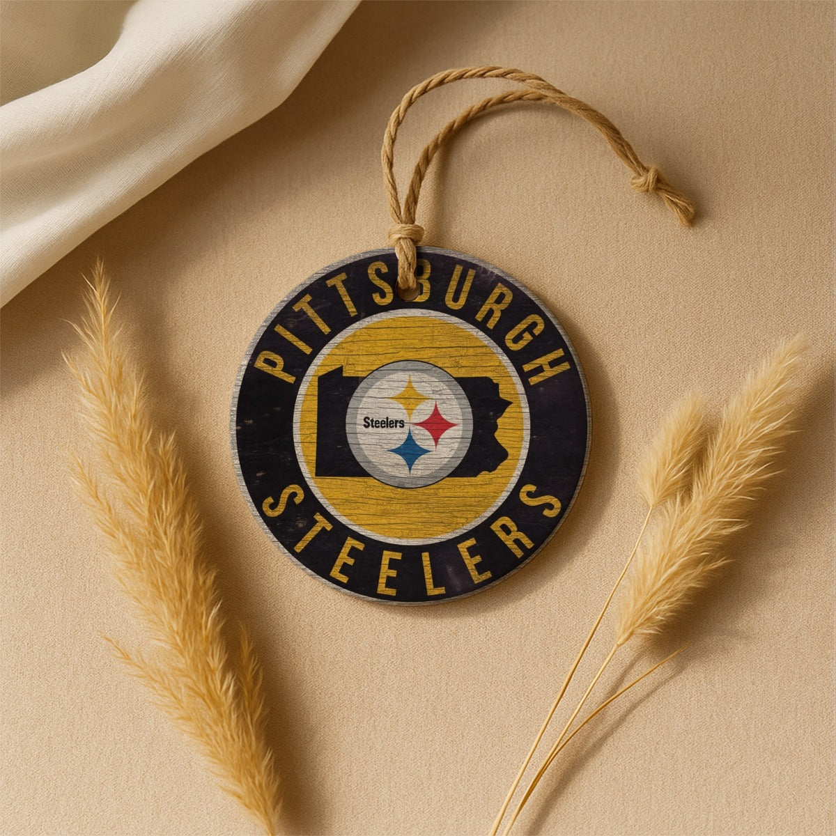 Pittsburgh Steelers Round Christmas Ceramic Decoration Ornaments