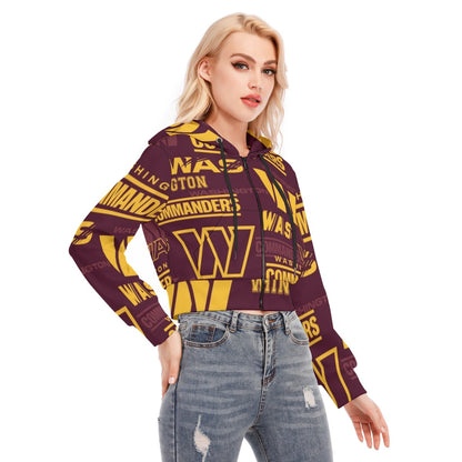 Washington Commanders Women's Crop Top Hoodie With Zipper Closure