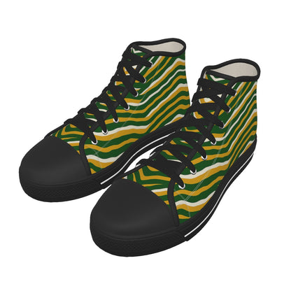 Green Bay Football Game Day Men's Black Sole Canvas Shoes