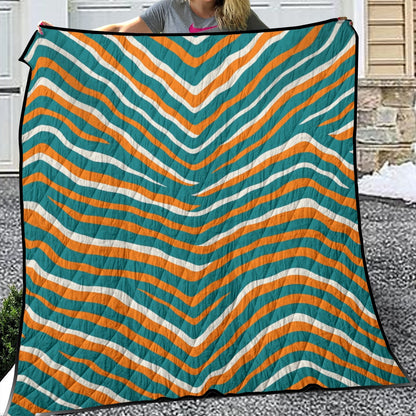 Miami Football Game Day Lightweight & Breathable Quilt With Edge-wrapping Strips